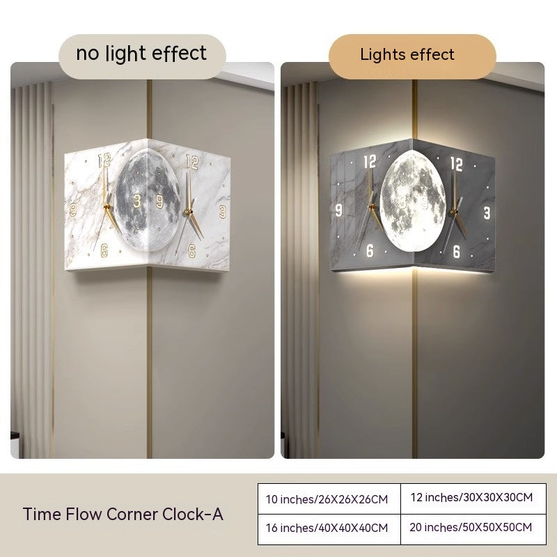 Creative Clock Wall Lamp With Double-sided Lighting At The Corner Of The Living Room