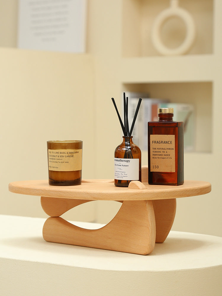 Étagère de Table en bois personnalisée, tasse de parfum, produits de soins de la peau, support de rangement en bois, présentoir en bois massif pour la maison