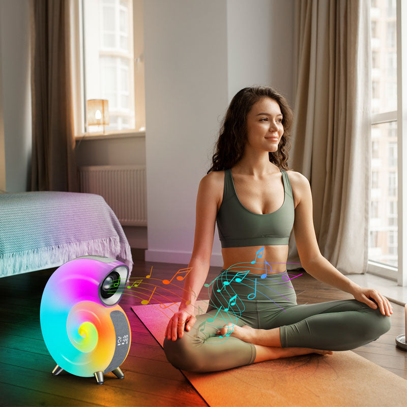 Conque – lumière d'ambiance intelligente RGB, haut-parleur Bluetooth, réveil, lampe à bruit blanc, Machine pour dormir bébé, contrôle par application