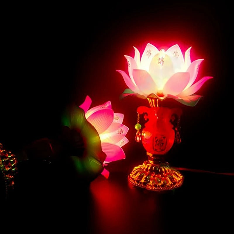 LED Lotus Buddhist Lamp Buddhism Faith Suppy Buddhism Prayer Lights