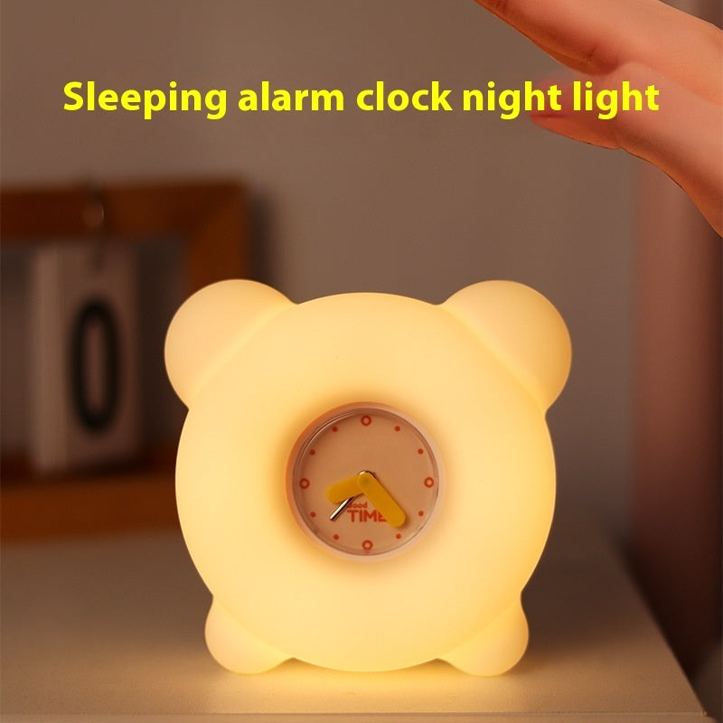 Réveil de dessin animé en Silicone, lumière de chevet, petite lampe de nuit