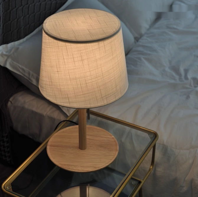 Walnut Solid Wood Bedroom Shade Bedside Lamp