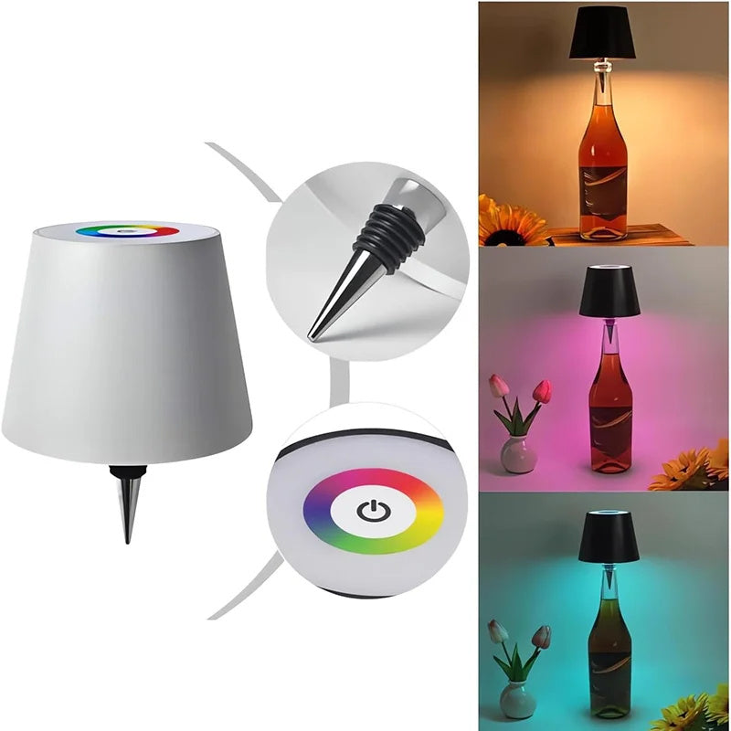 Lampe de bureau sans fil LED créative pour bouteille de vin, lampe décorative d'ambiance amovible et portable