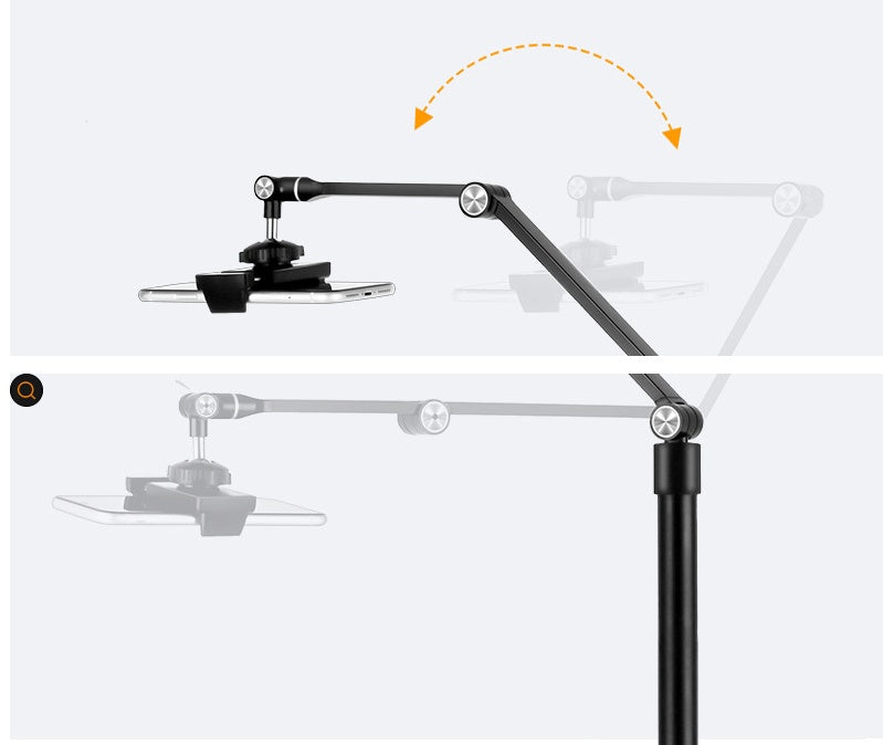 Tiroteo del soporte de la tableta del teléfono móvil con la rotación plegable vertical del piso de la luz del terraplén