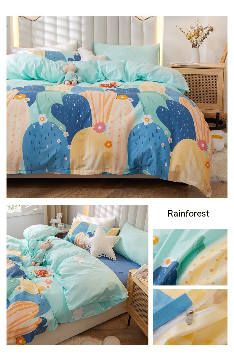 Korean Style Pure Cotton Bedding Set Of Four Pieces