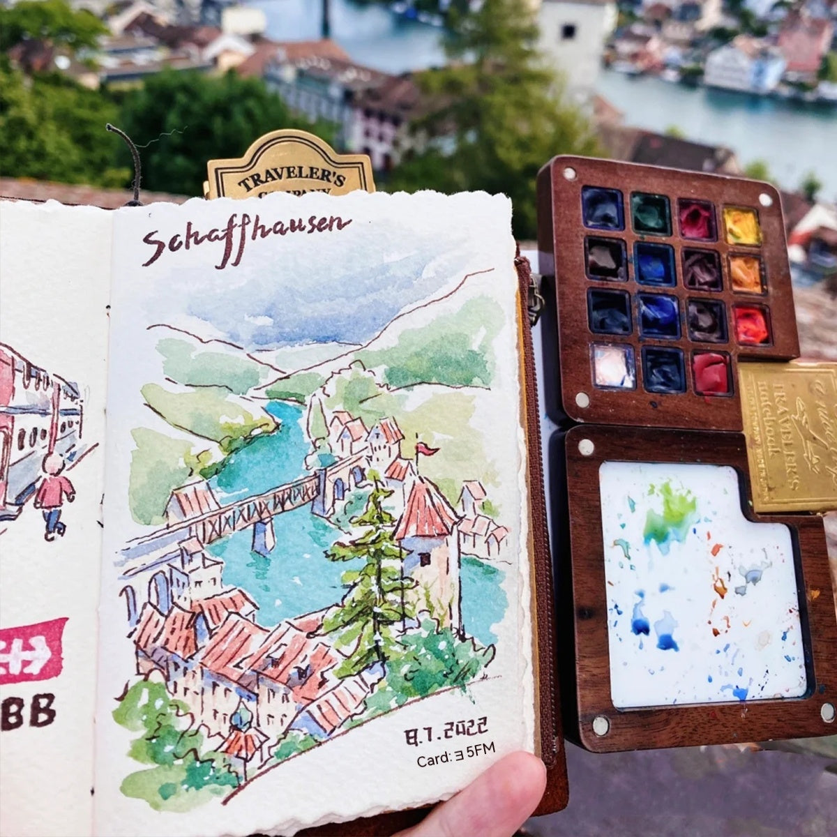 Ensemble de voyage aquarelle avec carnet portable