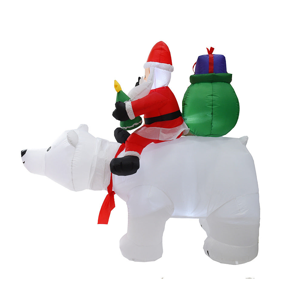 Inflatable Santa Claus Riding Polar Bear 2M Christmas Inflatable Toy Doll Indoor Outdoor Garden Xmas Decoration