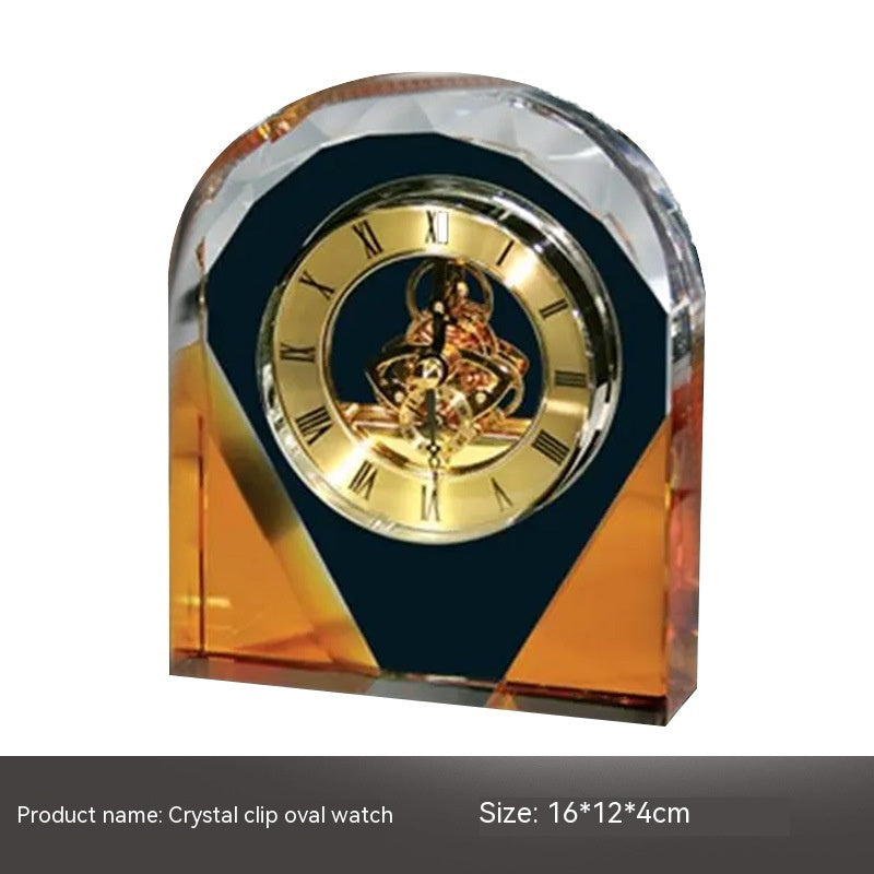 Horloge en cristal, ornement mécanique, décoration douce