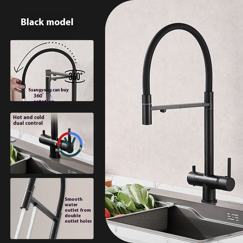 Kitchen Copper Pure Water Three-in-one Faucet