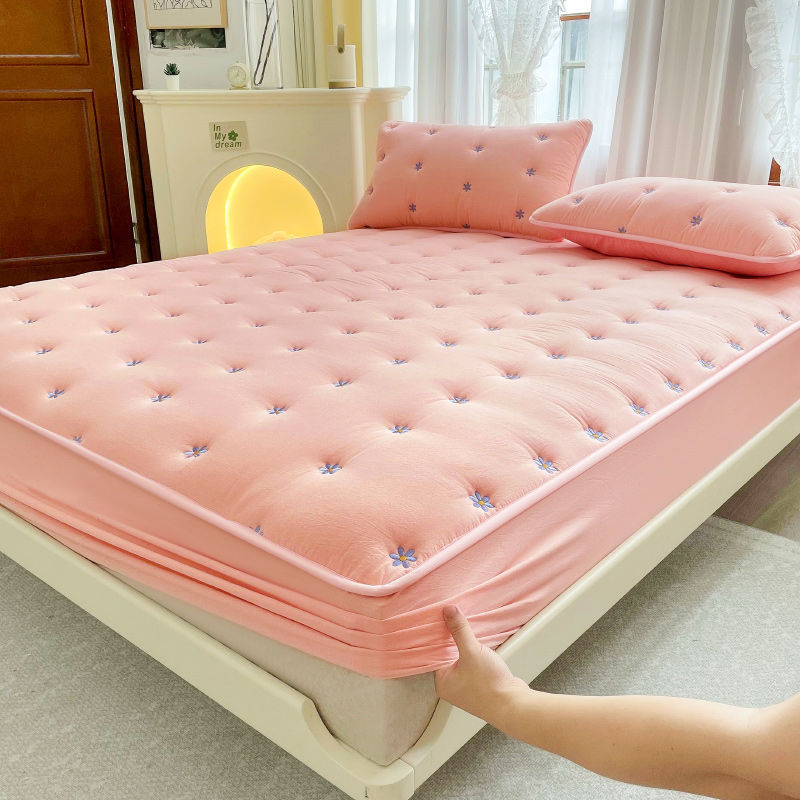 Housse de matelas de protection tout compris en coton et soja brodés, une pièce en fibre