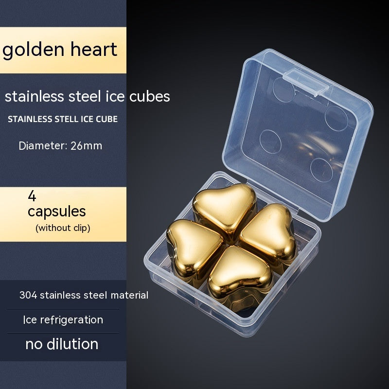 Cubo de hielo de acero inoxidable dorado en forma de corazón 304