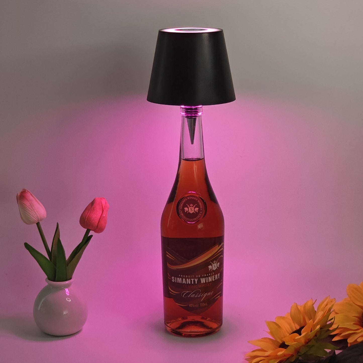 Lampe de bureau sans fil LED créative pour bouteille de vin, lampe décorative d'ambiance amovible et portable