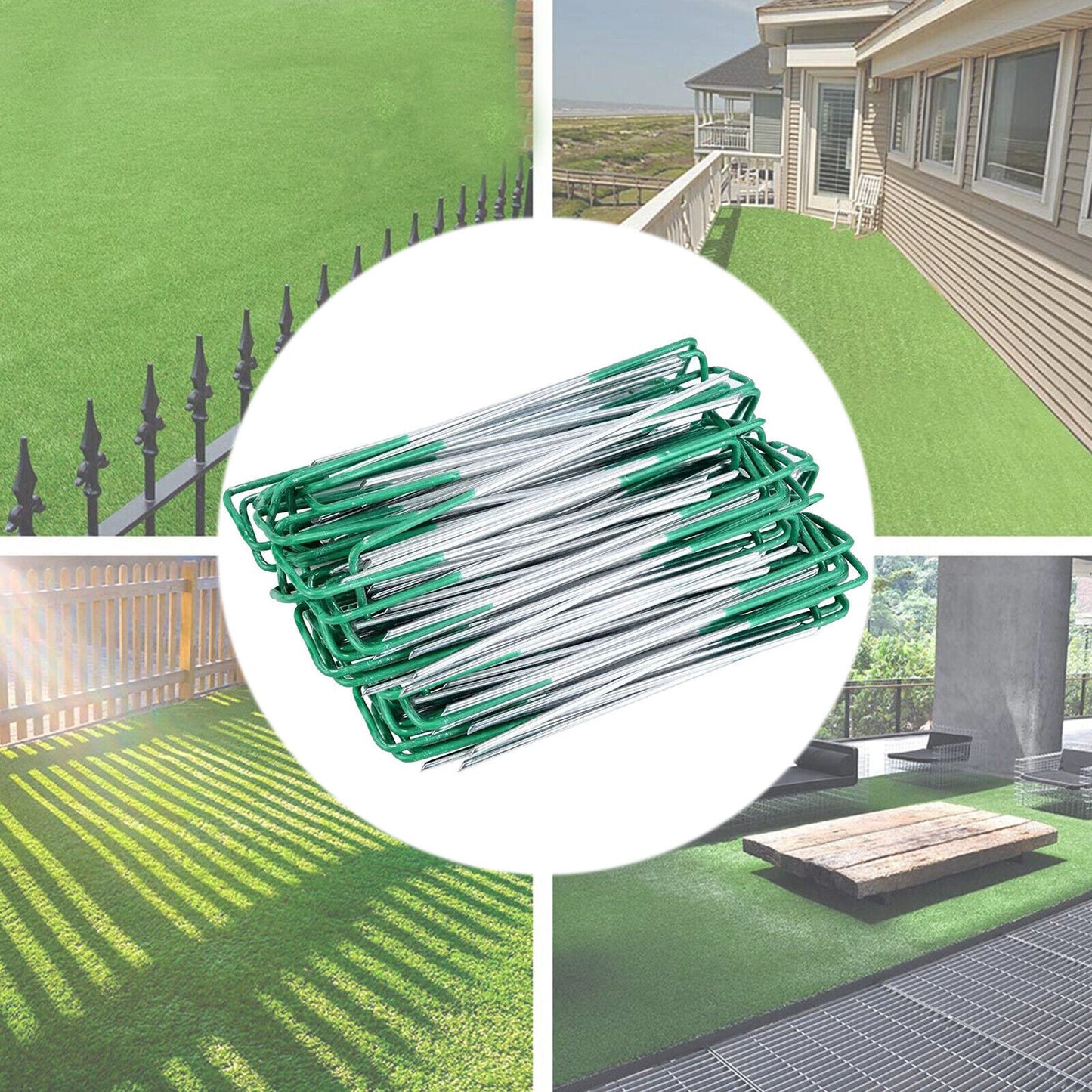 Weed Fabric Galvanised Staples Garden Turf Pins Securing Pegs U Artificial Grass