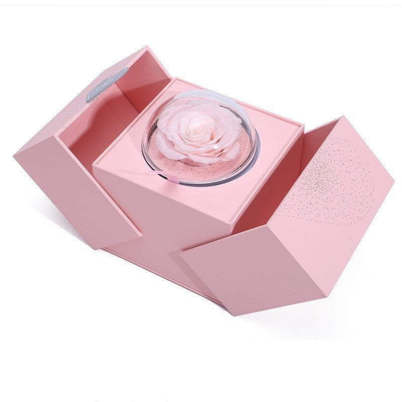 Boîte à roses éternelle créative, boîte à bijoux, fleur de savon éternelle, étui de rangement pour bagues et colliers, cadeau Surprise de saint-valentin