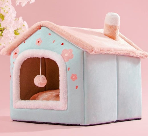 Casa plegable para perros, cama para Gato, Villa para perros de invierno, caseta para dormir, nido extraíble, cueva cerrada cálida, sofá, suministros para mascotas