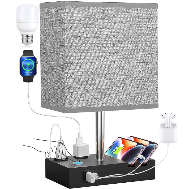 Lampe de table rectangulaire tactile USB en tissu