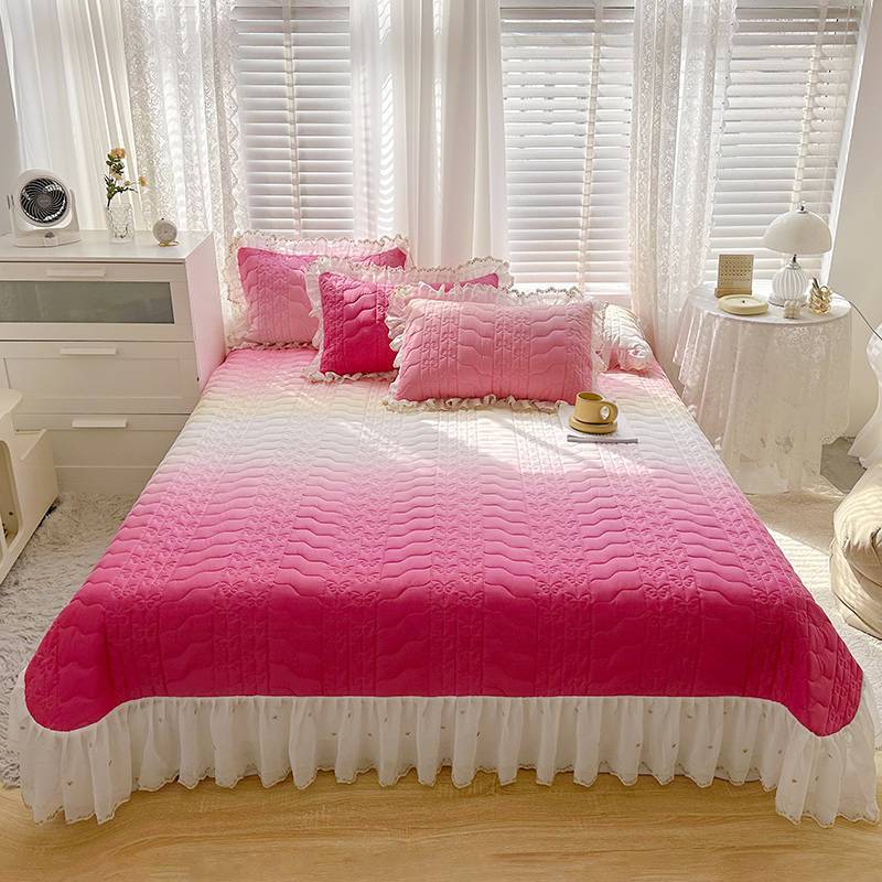 Cotton Lace Embroidery Quilted Bed Cover Series Three-piece Set