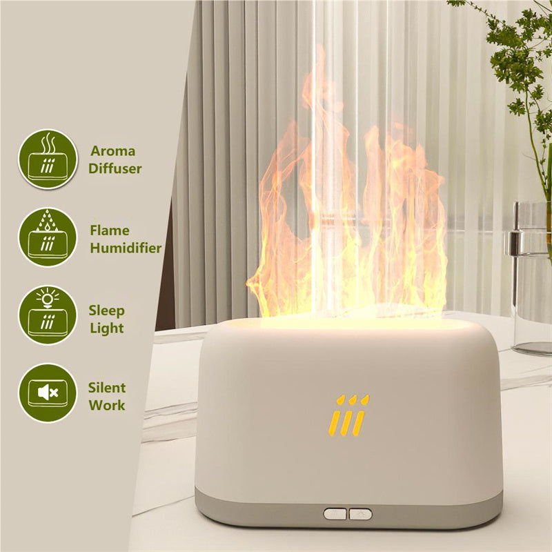 Diffuseur d'arôme de flamme, humidificateur d'air, brumisateur ultrasonique, huile essentielle Led, lampe à flamme