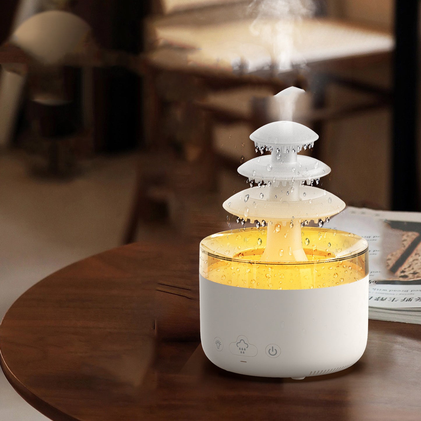 Nouveau humidificateur d'air de pluie de nuage, diffuseur d'huile essentielle d'aromathérapie, humidificateur d'air à brume muette USB avec lumière colorée