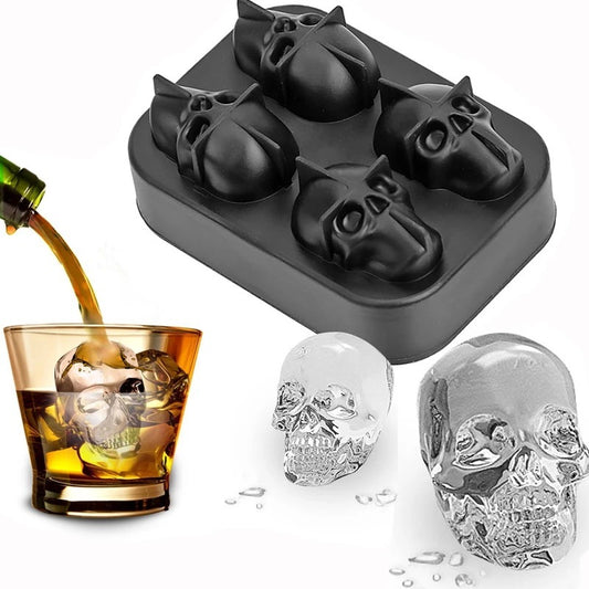 Creative DIY Three-dimensional 4-piece Silicone Skull Ice Cube Mold