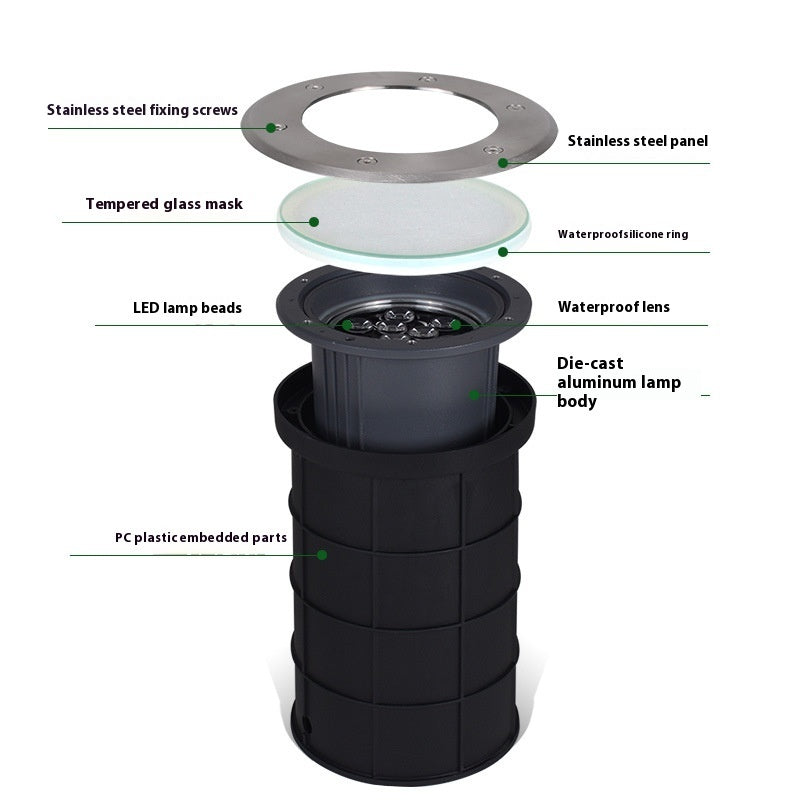 Lampe de Projection d'arbre intégrée par projecteur enterré imperméable extérieur mené souterrain