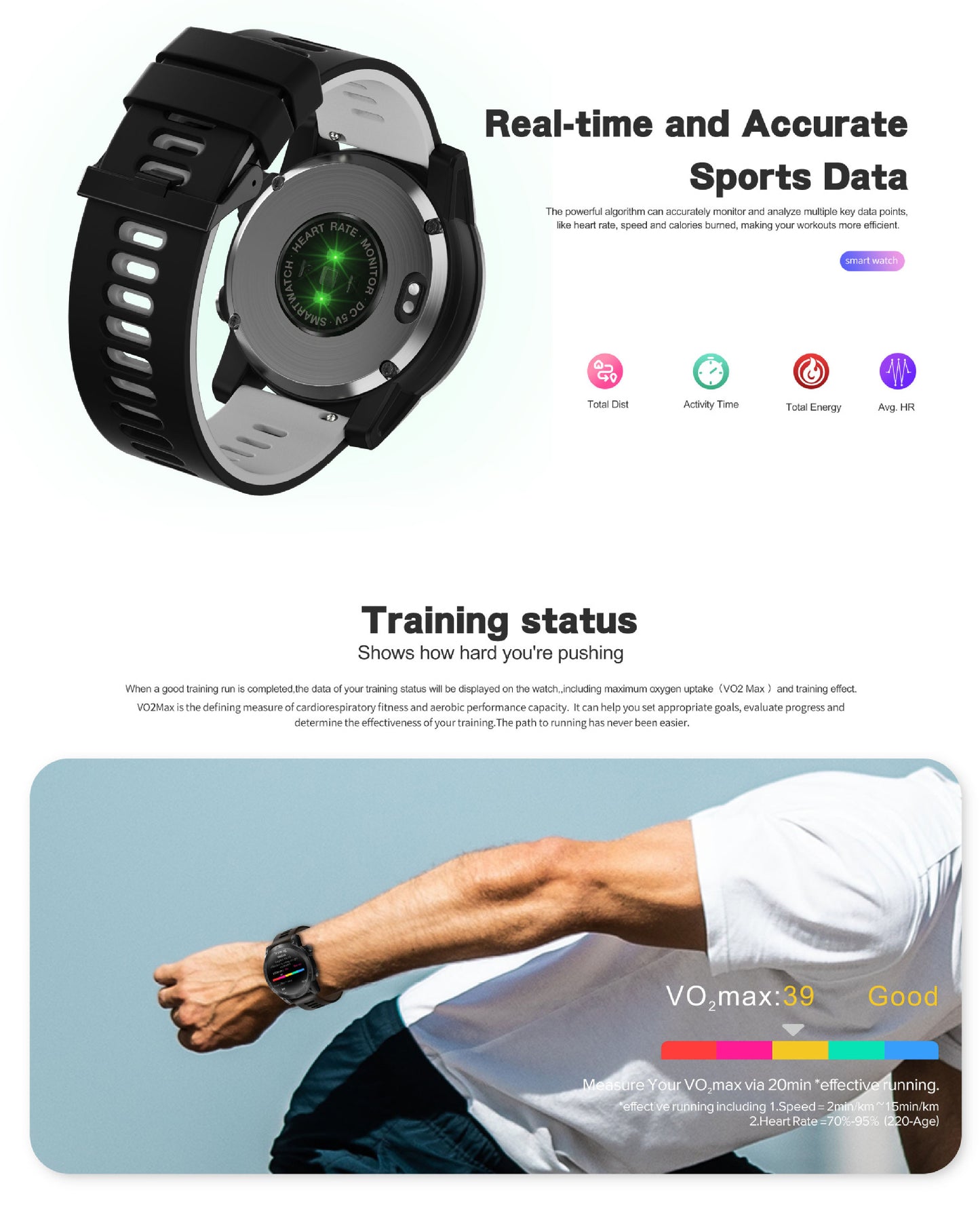 Montre de sport de plein air GPS 143 pouces