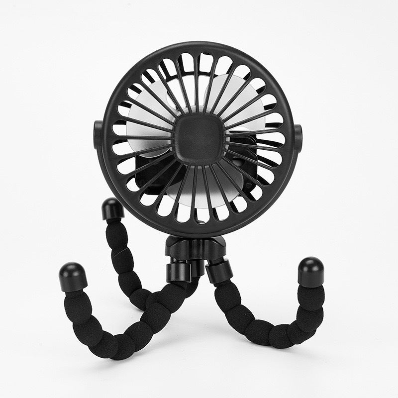 New Portable USB Mini Fan Octopus Adjustable Fan With Light Flexible Tripod For Stroller Desk Multifunctional Scene