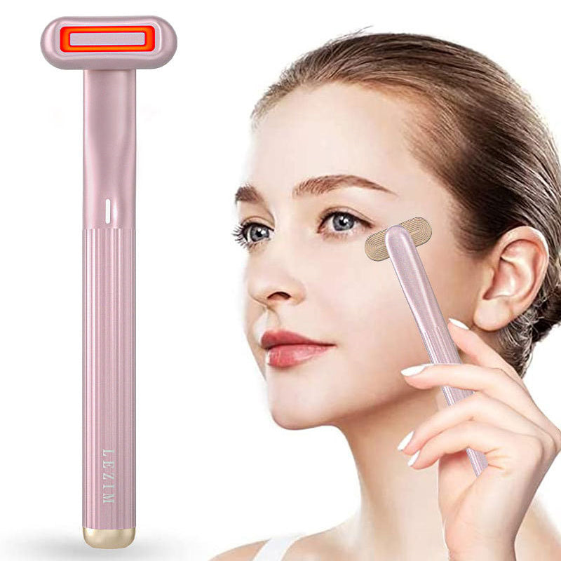 Nouveau Massage oculaire rotatif à 360 degrés amélioré, chaleur thérapeutique, Massage du visage, lumière LED rouge, outil de soins de la peau 5 en 1, baguette