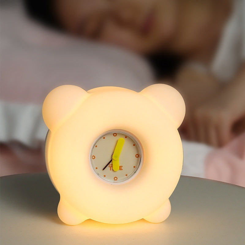 Réveil de dessin animé en Silicone, lumière de chevet, petite lampe de nuit