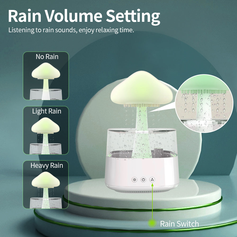 Humidificateur de bureau 2 en 1, nuage de pluie, aromathérapie, huile essentielle, diffuseur Zen et nuage de pluie, veilleuse, lampe champignon