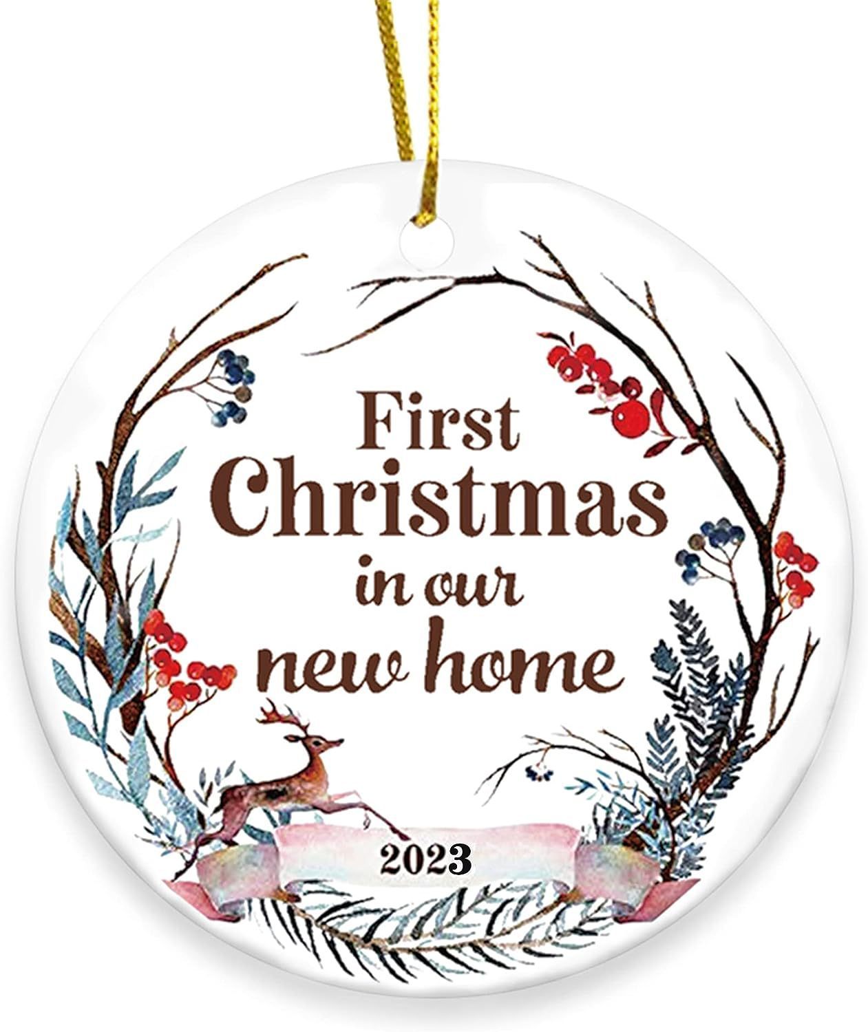 2023 Christmas Round Wooden Plaque Hanging Decoration Cross-border Christmas Hanging Decoration Souvenir