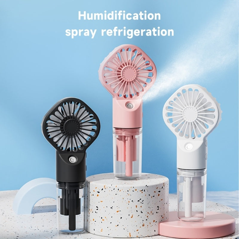 Humidification par pulvérisation puissante Petit ventilateur de brume Humidification Chargement USB Ventilateur portable Ventilateur glacé et rafraîchissant Supplément d'eau