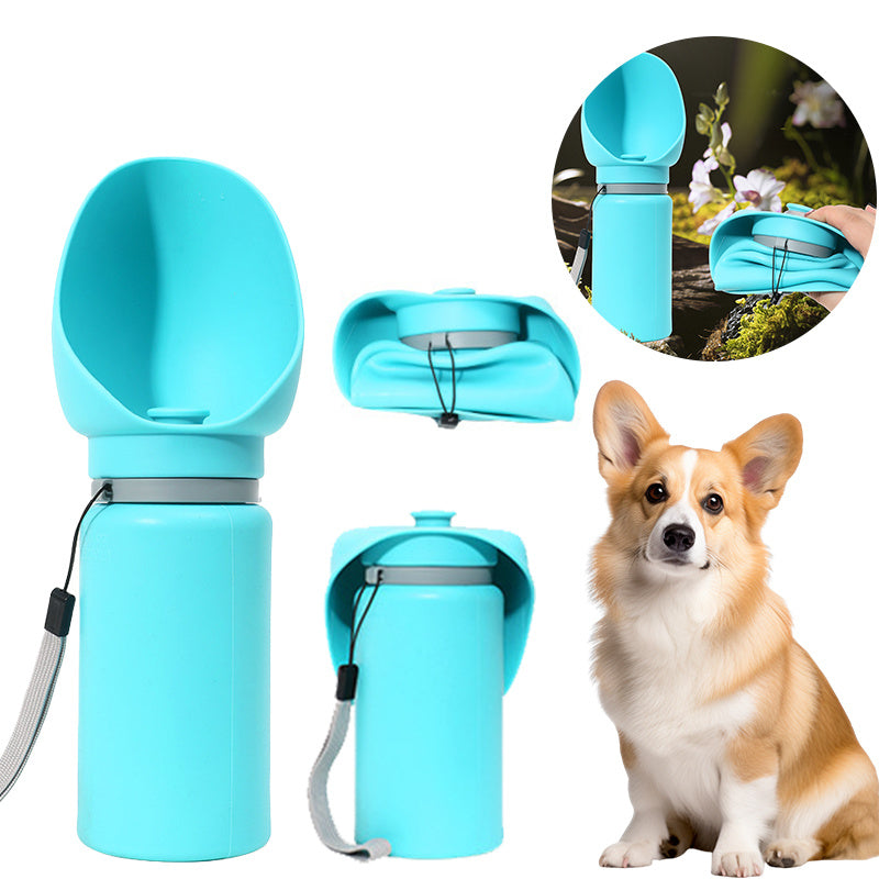 Taza plegable para caminar al aire libre para mascotas, botella de agua portátil de viaje para cachorros, gatos, perros, dispensador de agua potable, suministros de taza