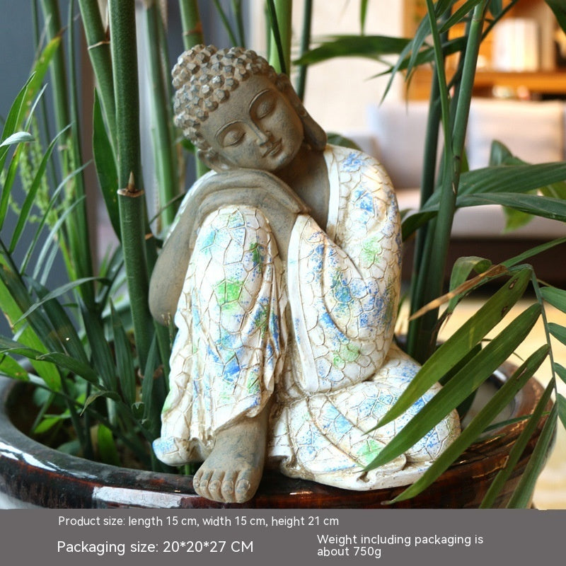 Statue de bouddha Zen en résine, Pot de fleur, paysage de cour, aménagement de balcon, décoration de jardin