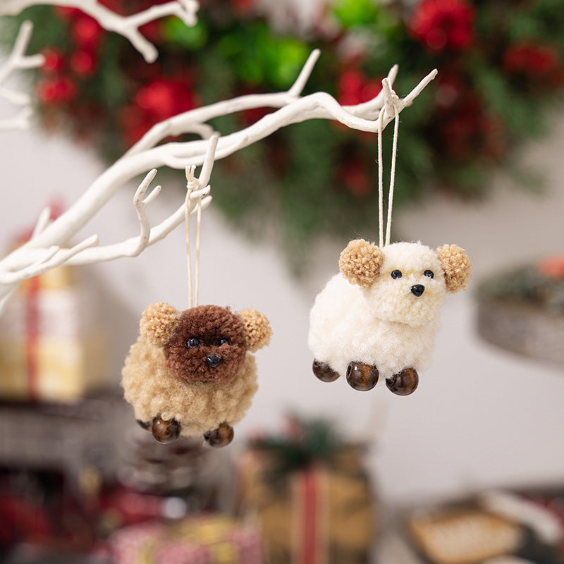 Décoration de Noël en peluche en feutre avec pendentif chiot