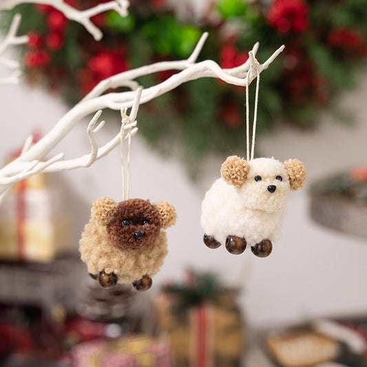 Décoration de Noël en peluche en feutre avec pendentif chiot