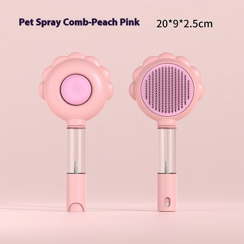 Peigne à brosse autonettoyant 2 en 1 pour chien avec spray pour toilettage d'animaux de compagnie