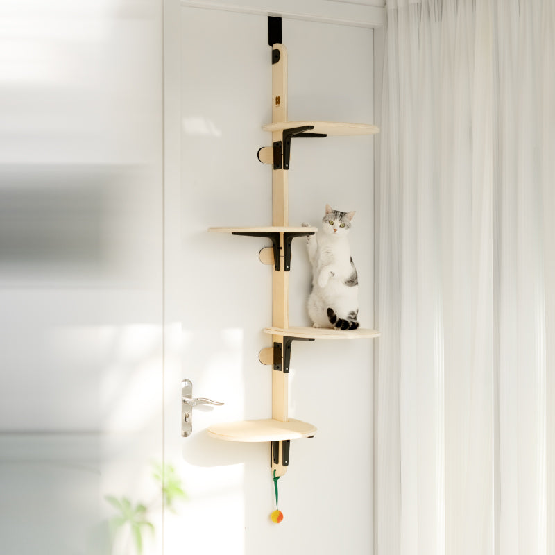 Mewoofun mise à niveau du lit suspendu à la porte, confortable, écologique, bois de pin, Stable, Durable, facile à assembler, planche à gratter, cadre d'escalade pour animaux de compagnie